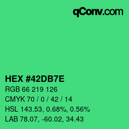 Color code: HEX #42DB7E | qconv.com