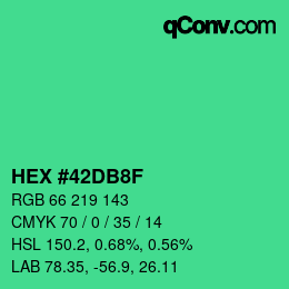 Color code: HEX #42DB8F | qconv.com