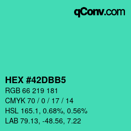 カラーコード: HEX #42DBB5 | qconv.com
