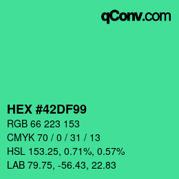 Color code: HEX #42DF99 | qconv.com