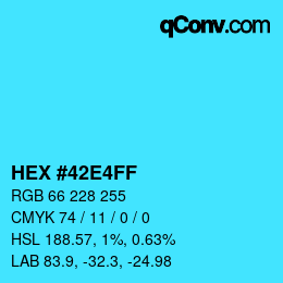 カラーコード: HEX #42E4FF | qconv.com