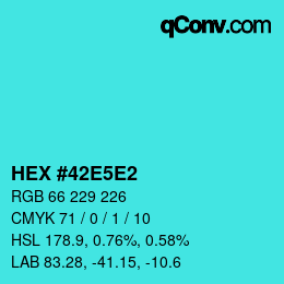 Color code: HEX #42E5E2 | qconv.com