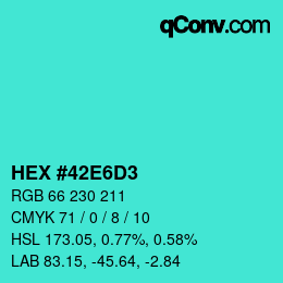 Código de color: HEX #42E6D3 | qconv.com