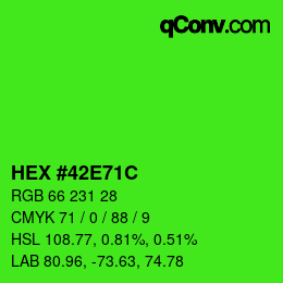 カラーコード: HEX #42E71C | qconv.com