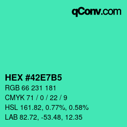 カラーコード: HEX #42E7B5 | qconv.com