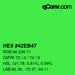 颜色代码: HEX #42EB47 | qconv.com