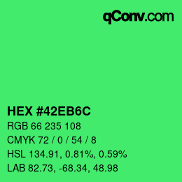 颜色代码: HEX #42EB6C | qconv.com