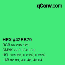 颜色代码: HEX #42EB79 | qconv.com