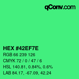 Color code: HEX #42EF7E | qconv.com