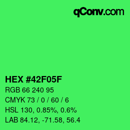 颜色代码: HEX #42F05F | qconv.com