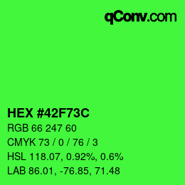 Color code: HEX #42F73C | qconv.com
