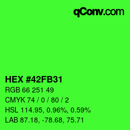 カラーコード: HEX #42FB31 | qconv.com