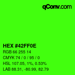 Color code: HEX #42FF0E | qconv.com