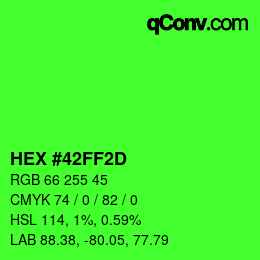 Color code: HEX #42FF2D | qconv.com