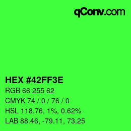 Color code: HEX #42FF3E | qconv.com