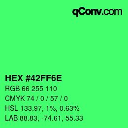 Color code: HEX #42FF6E | qconv.com