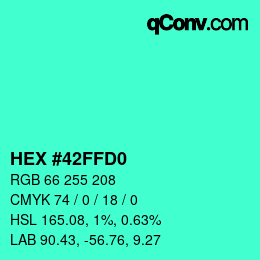 Color code: HEX #42FFD0 | qconv.com