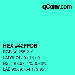 カラーコード: HEX #42FFDB | qconv.com