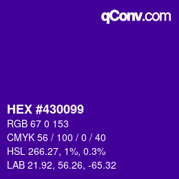 Code couleur: HEX #430099 | qconv.com