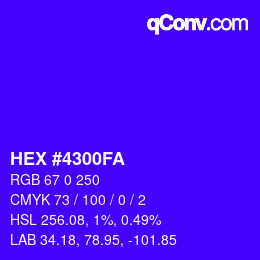 Color code: HEX #4300FA | qconv.com