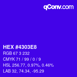 颜色代码: HEX #4303E8 | qconv.com
