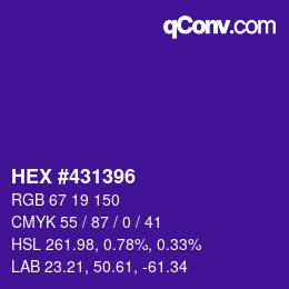 Farbcode: HEX #431396 | qconv.com