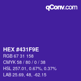 Color code: HEX #431F9E | qconv.com