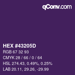 Color code: HEX #43205D | qconv.com