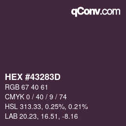 Farbcode: HEX #43283D | qconv.com