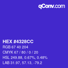 Color code: HEX #4328CC | qconv.com