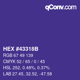 Color code: HEX #43318B | qconv.com