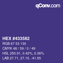 カラーコード: HEX #433582 | qconv.com