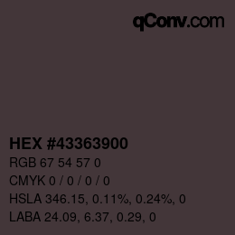 Color code: HEX #43363900 | qconv.com