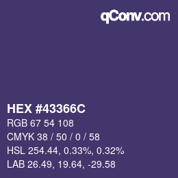 Color code: HEX #43366C | qconv.com