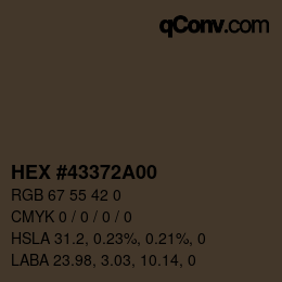 Color code: HEX #43372A00 | qconv.com
