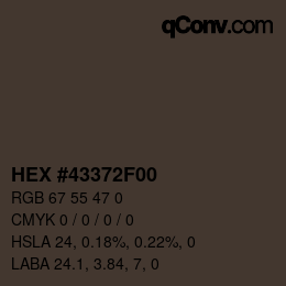 Color code: HEX #43372F00 | qconv.com