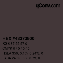 Color code: HEX #43373900 | qconv.com