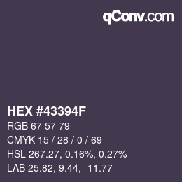 Farbcode: HEX #43394F | qconv.com
