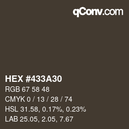 Color code: HEX #433A30 | qconv.com