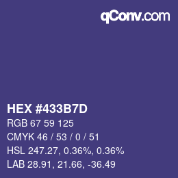 颜色代码: HEX #433B7D | qconv.com