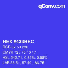 Color code: HEX #433BEC | qconv.com