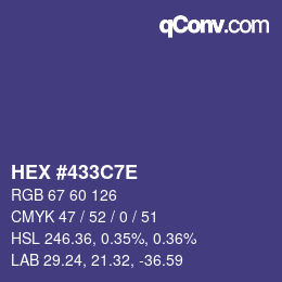 Color code: HEX #433C7E | qconv.com