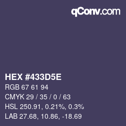 Farbcode: HEX #433D5E | qconv.com