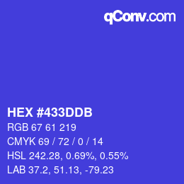 カラーコード: HEX #433DDB | qconv.com