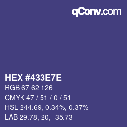 Color code: HEX #433E7E | qconv.com