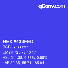 カラーコード: HEX #433FED | qconv.com