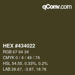 Farbcode: HEX #434022 | qconv.com