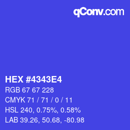 Farbcode: HEX #4343E4 | qconv.com