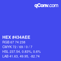 Color code: HEX #434AEE | qconv.com