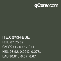 Code couleur: HEX #434B3E | qconv.com